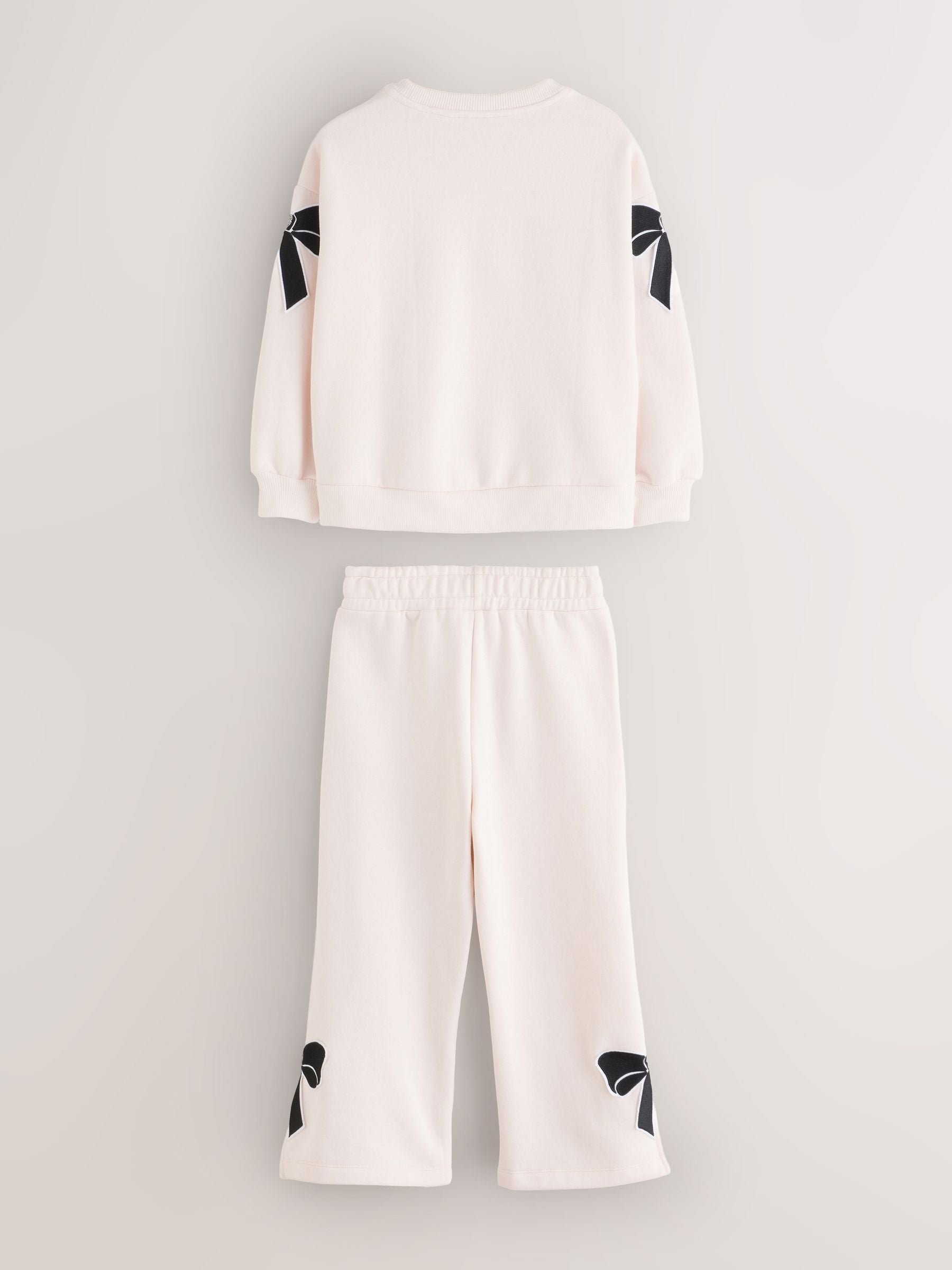 Baker by Ted Baker Cream 2 Piece Bow Applique Sweat & Wide Leg Joggers Set image 9