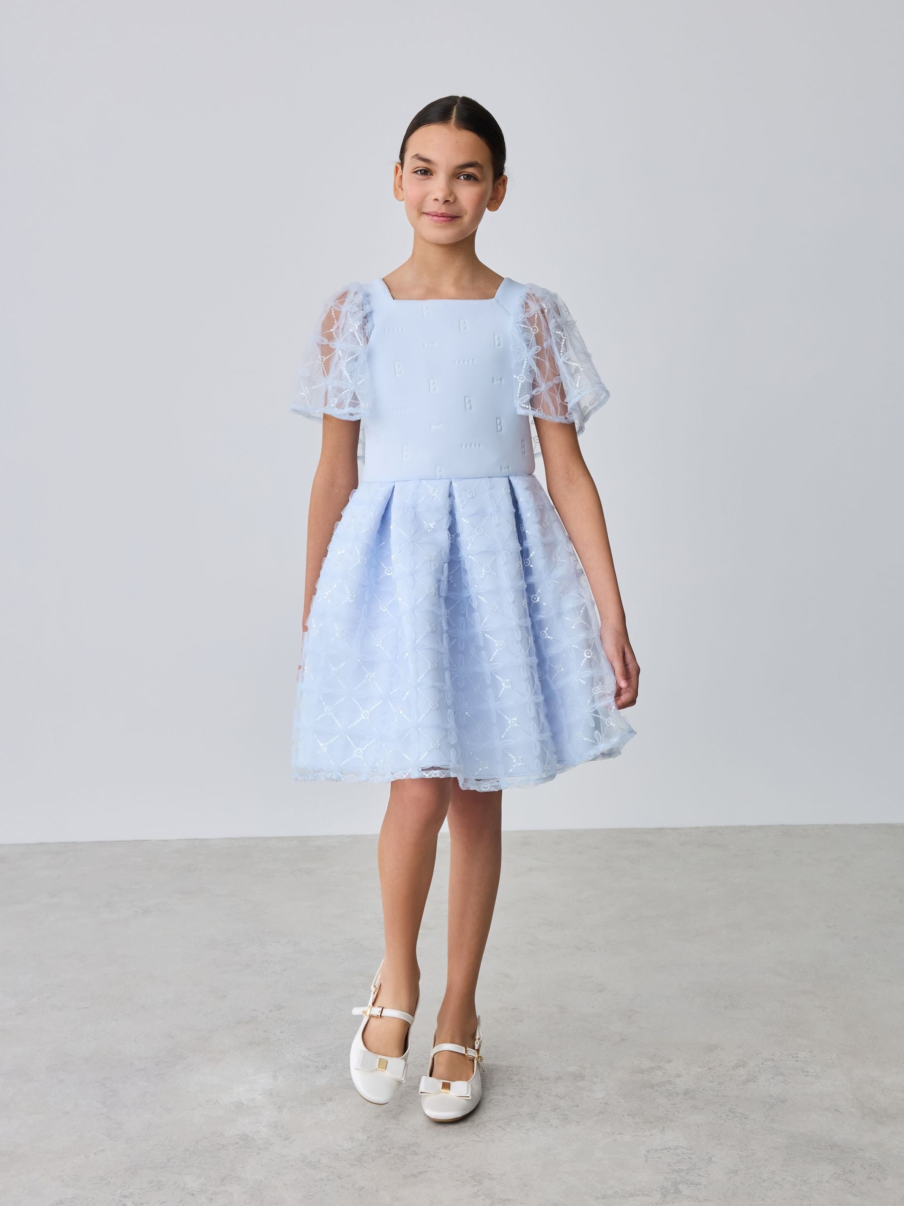 Baker by Ted Baker Mesh Overlay Angel Sleeve Scuba Dress image 2