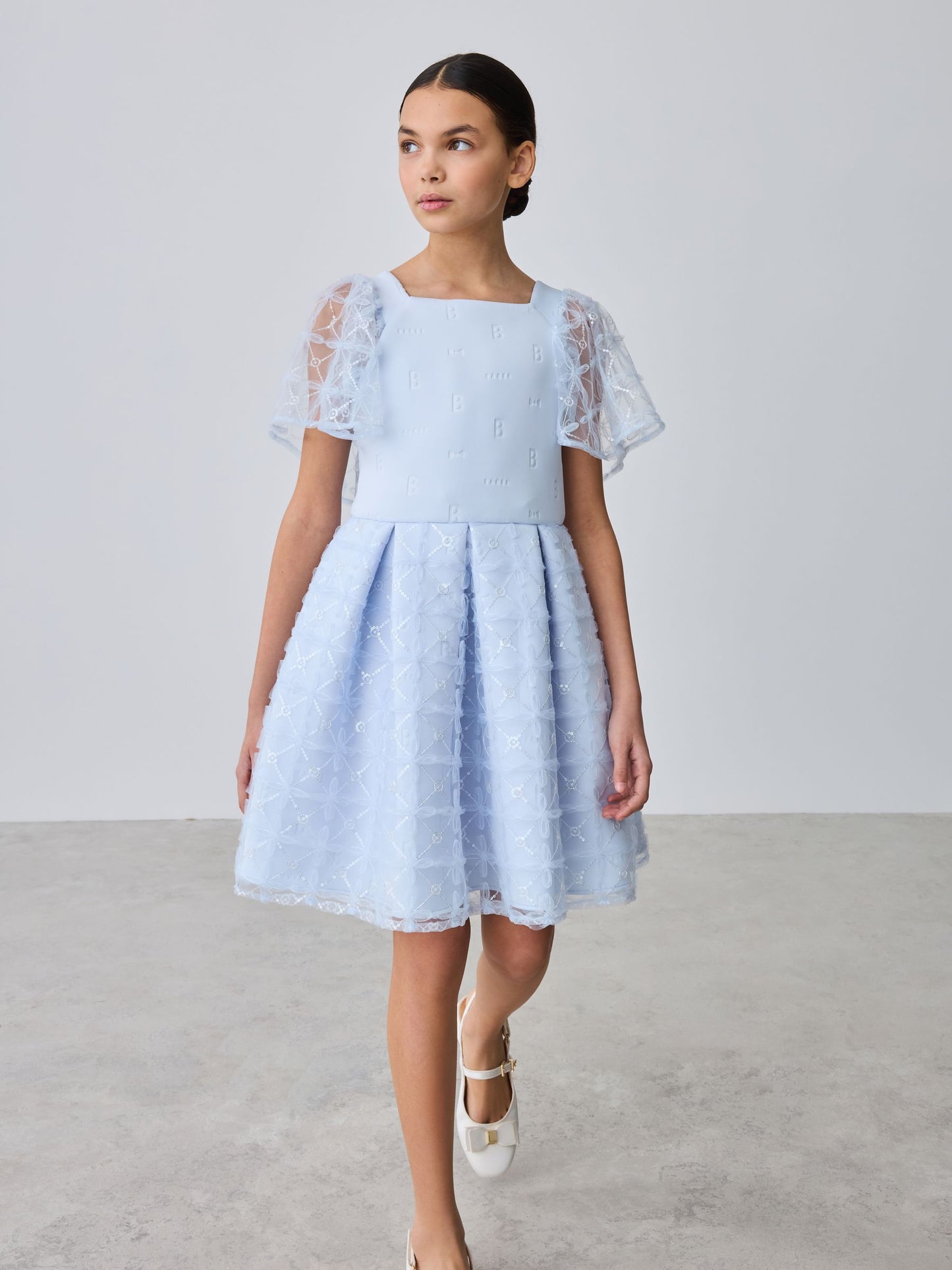 Baker by Ted Baker Mesh Overlay Angel Sleeve Scuba Dress image 3