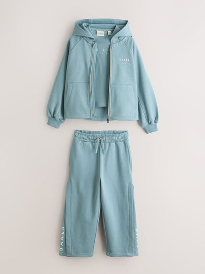 Baker by Ted Baker 3 Piece Blue Vest Hoodie & Wide Leg Joggers Set image 10