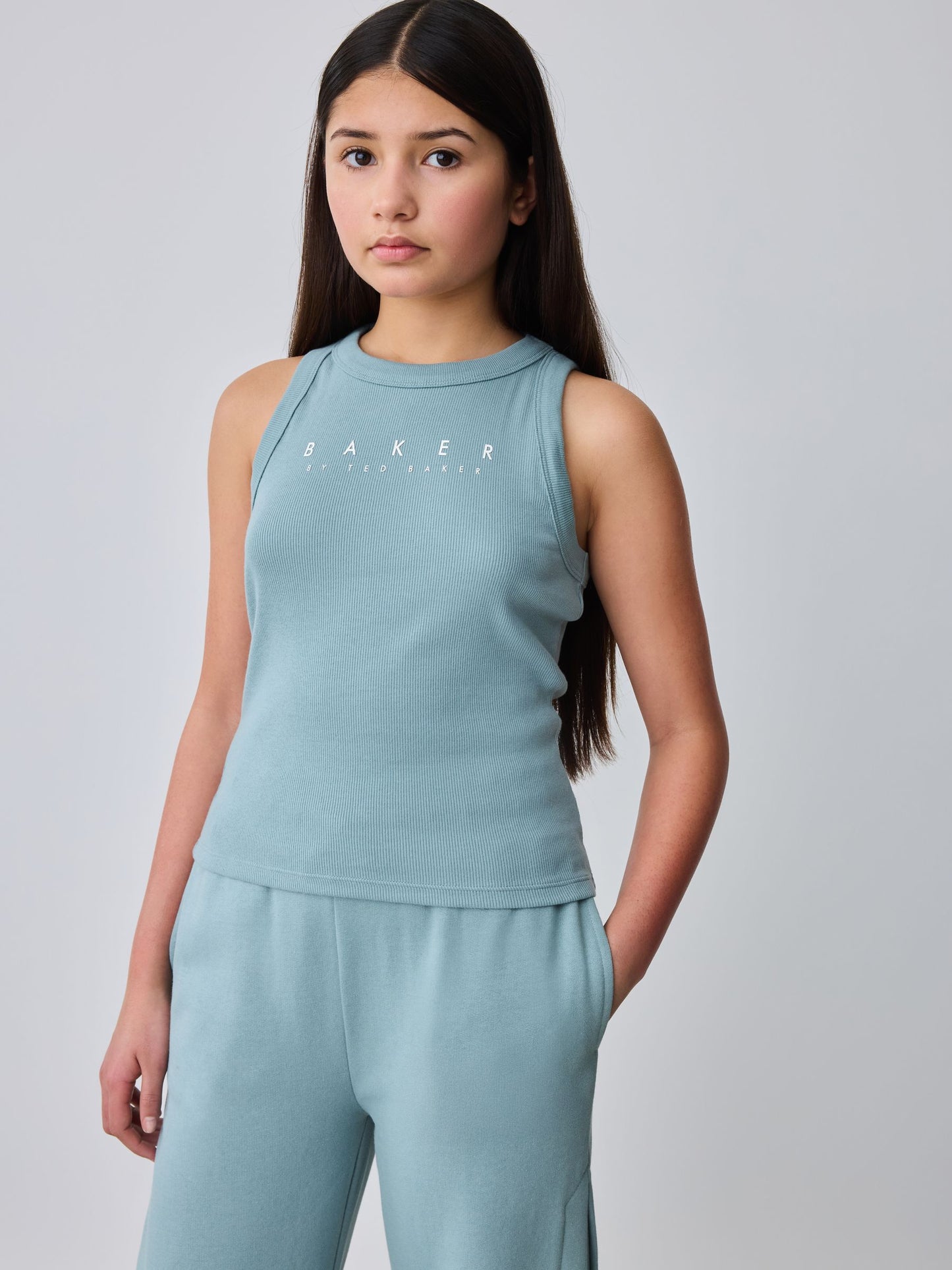 Baker by Ted Baker 3 Piece Blue Vest Hoodie & Wide Leg Joggers Set image 2