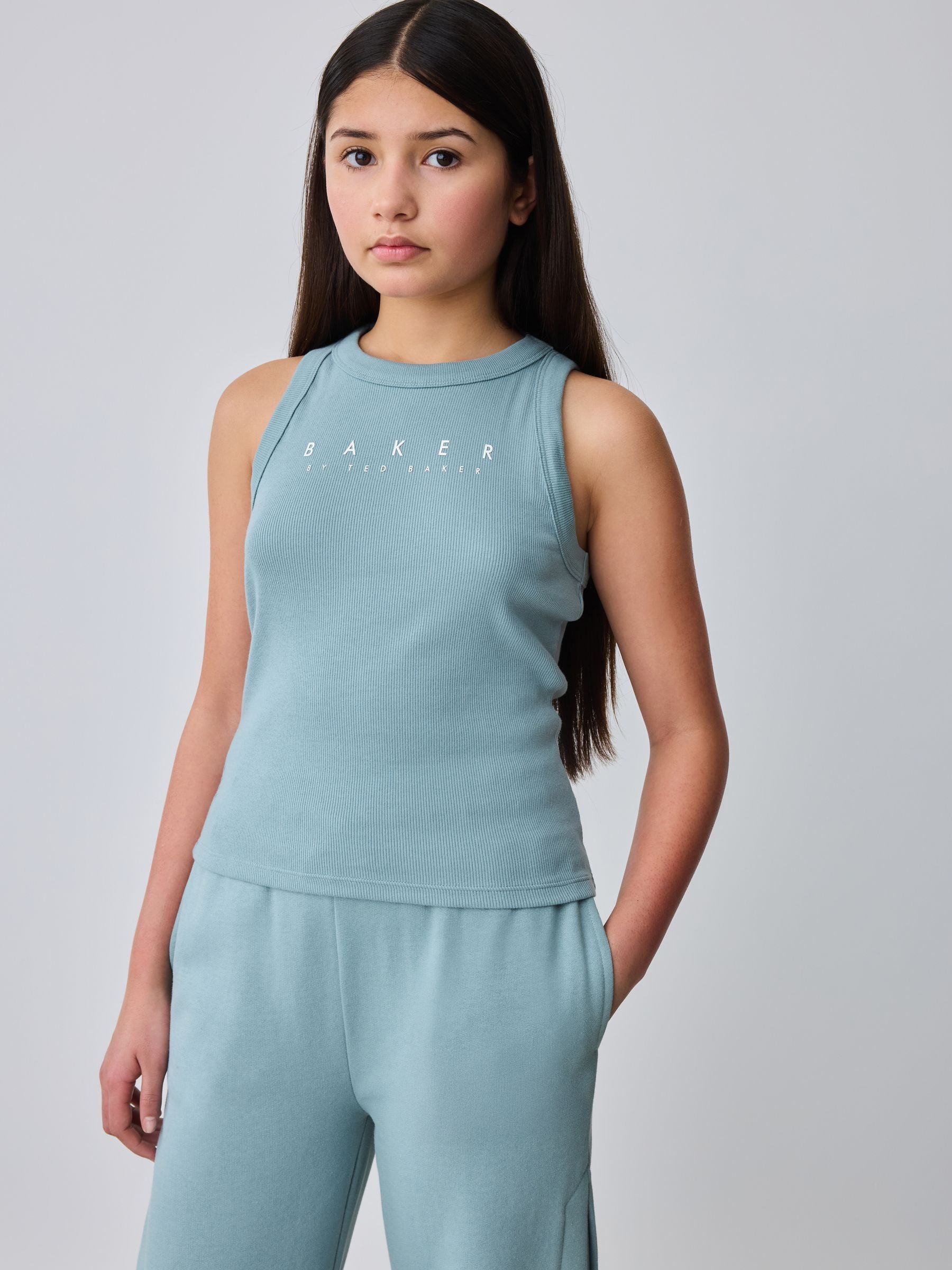 Baker by Ted Baker 3 Piece Blue Vest Hoodie & Wide Leg Joggers Set image 2