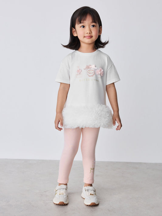 Baker by Ted Baker 2 Piece Ruffle Mesh Hem T-Shirt & Leggings Set image 1