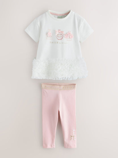 Baker by Ted Baker 2 Piece Ruffle Mesh Hem T-Shirt & Leggings Set image 6