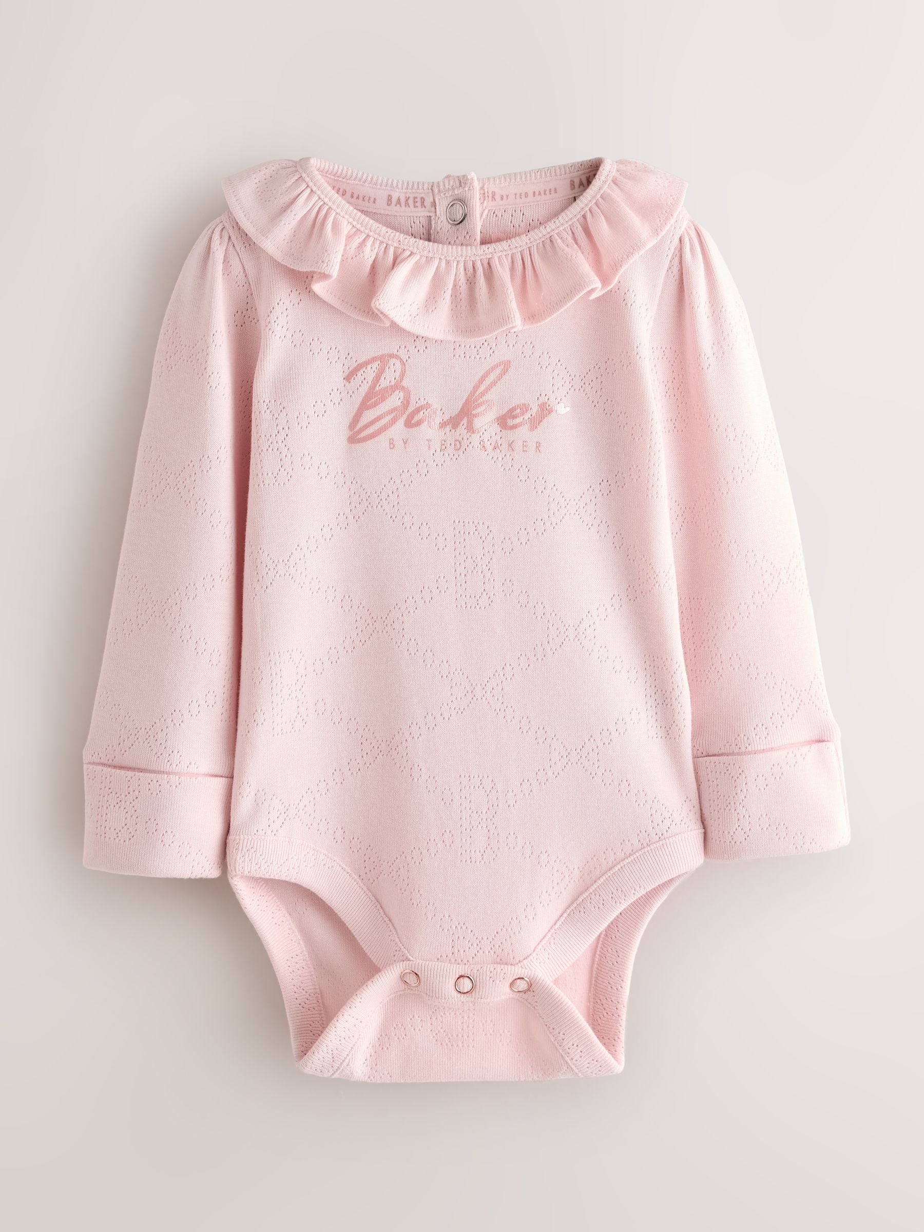 Baker by Ted Baker 2 Pack Pointelle Layette White/Pink Bodysuits image 2