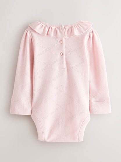 Baker by Ted Baker 2 Pack Pointelle Layette White/Pink Bodysuits image 4