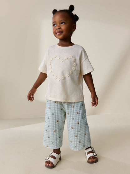 Green Gingham Bee Wide Leg Trousers (3mths-7yrs) image 1