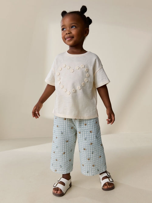 Green Gingham Bee Wide Leg Trousers (3mths-7yrs) image 1