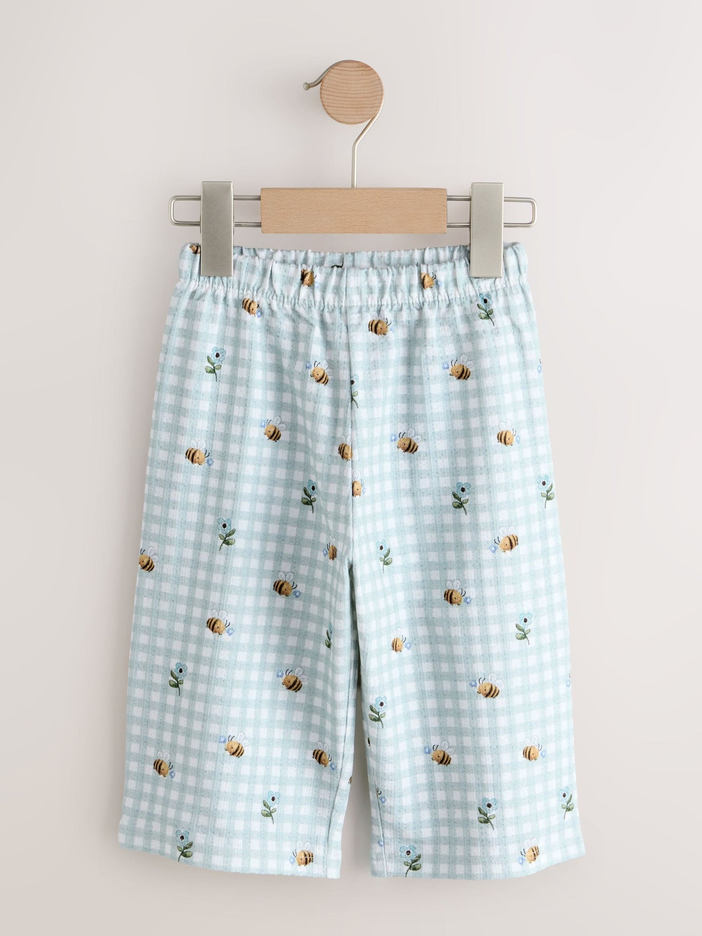 Green Gingham Bee Wide Leg Trousers (3mths-7yrs) image 3