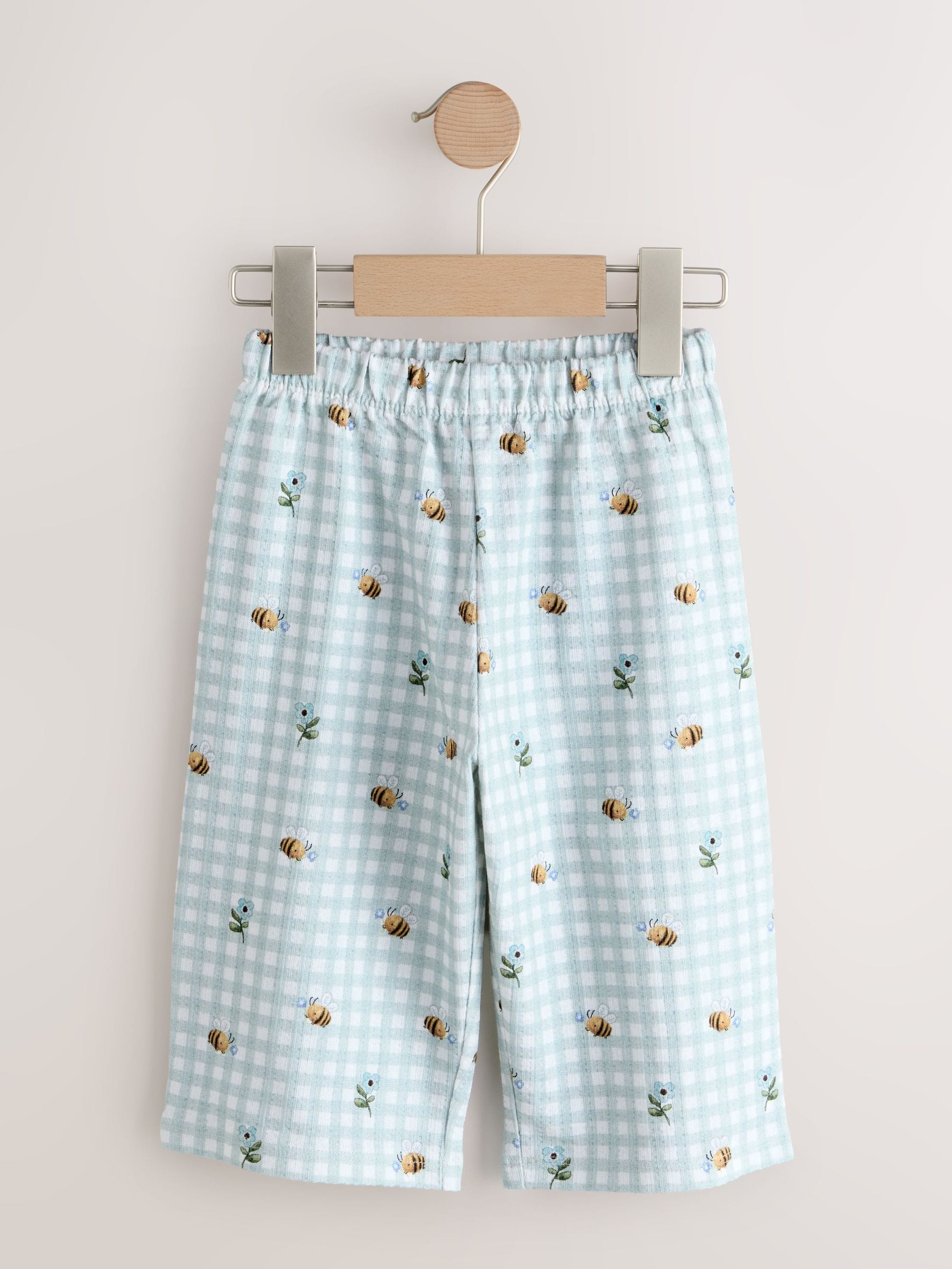 Green Gingham Bee Wide Leg Trousers (3mths-7yrs) image 3
