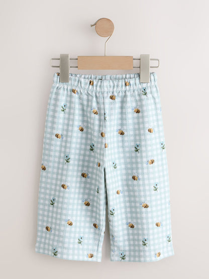 Green Gingham Bee Wide Leg Trousers (3mths-7yrs) image 3