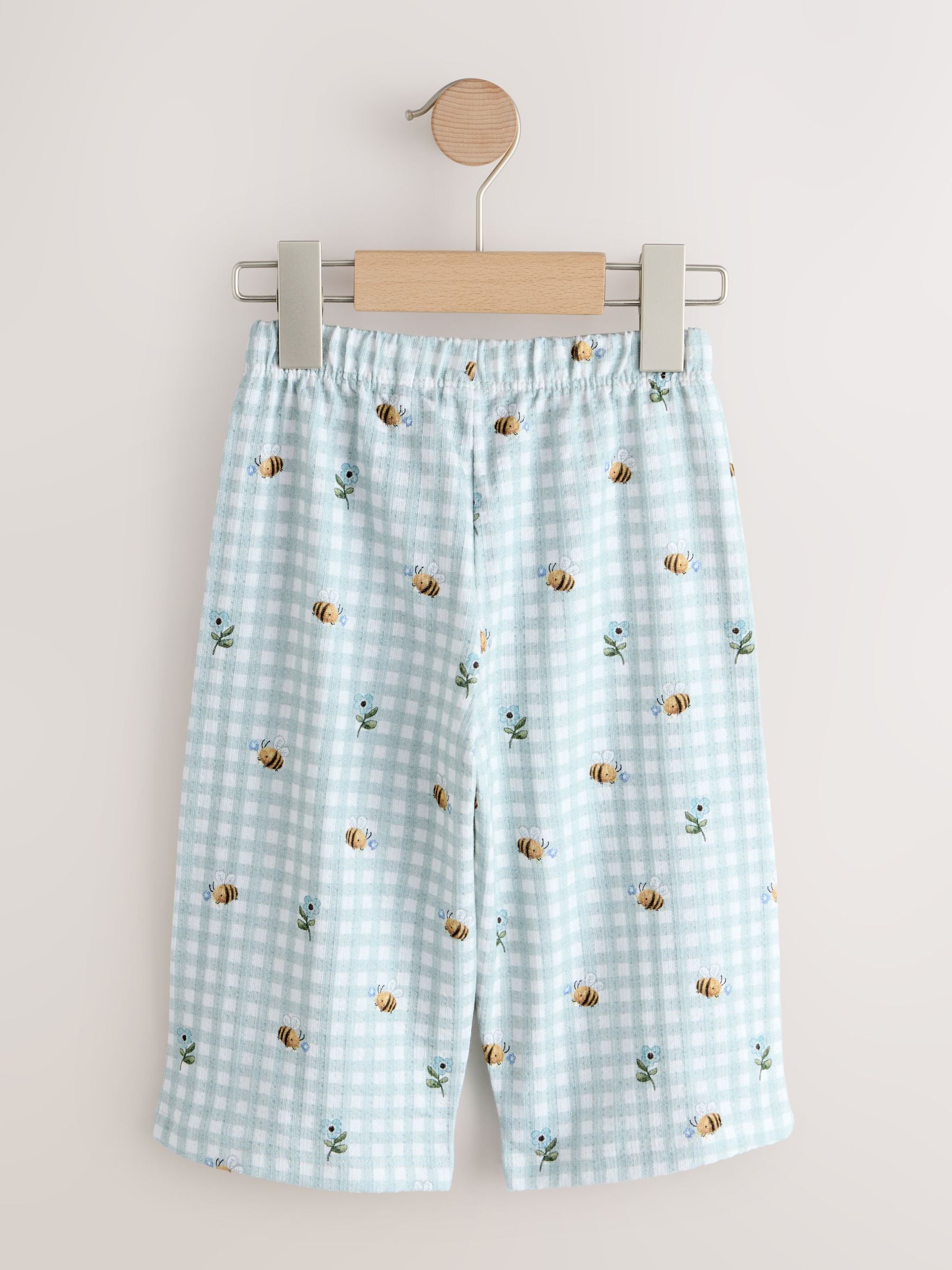 Green Gingham Bee Wide Leg Trousers (3mths-7yrs) image 4