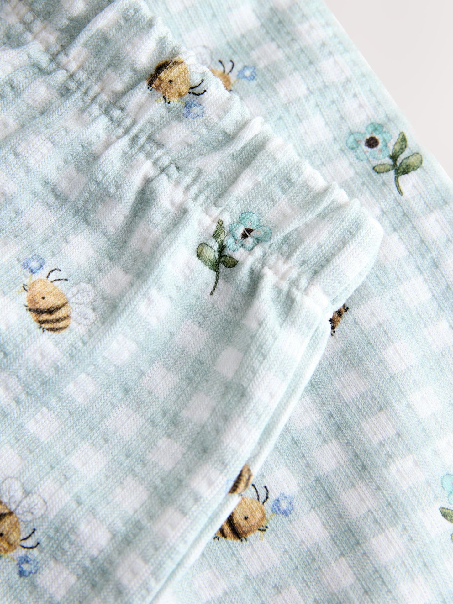 Green Gingham Bee Wide Leg Trousers (3mths-7yrs) image 5