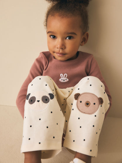 White Mono Spot Bears Embellished Barrel Trousers (3mths-7yrs) image 4