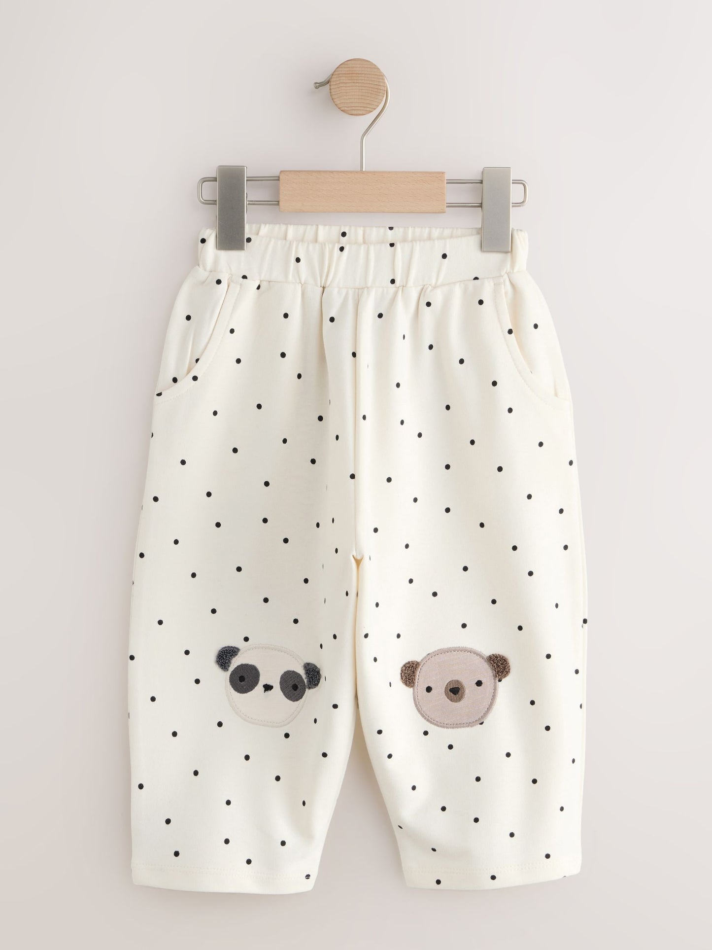 White Mono Spot Bears Embellished Barrel Trousers (3mths-7yrs) image 5