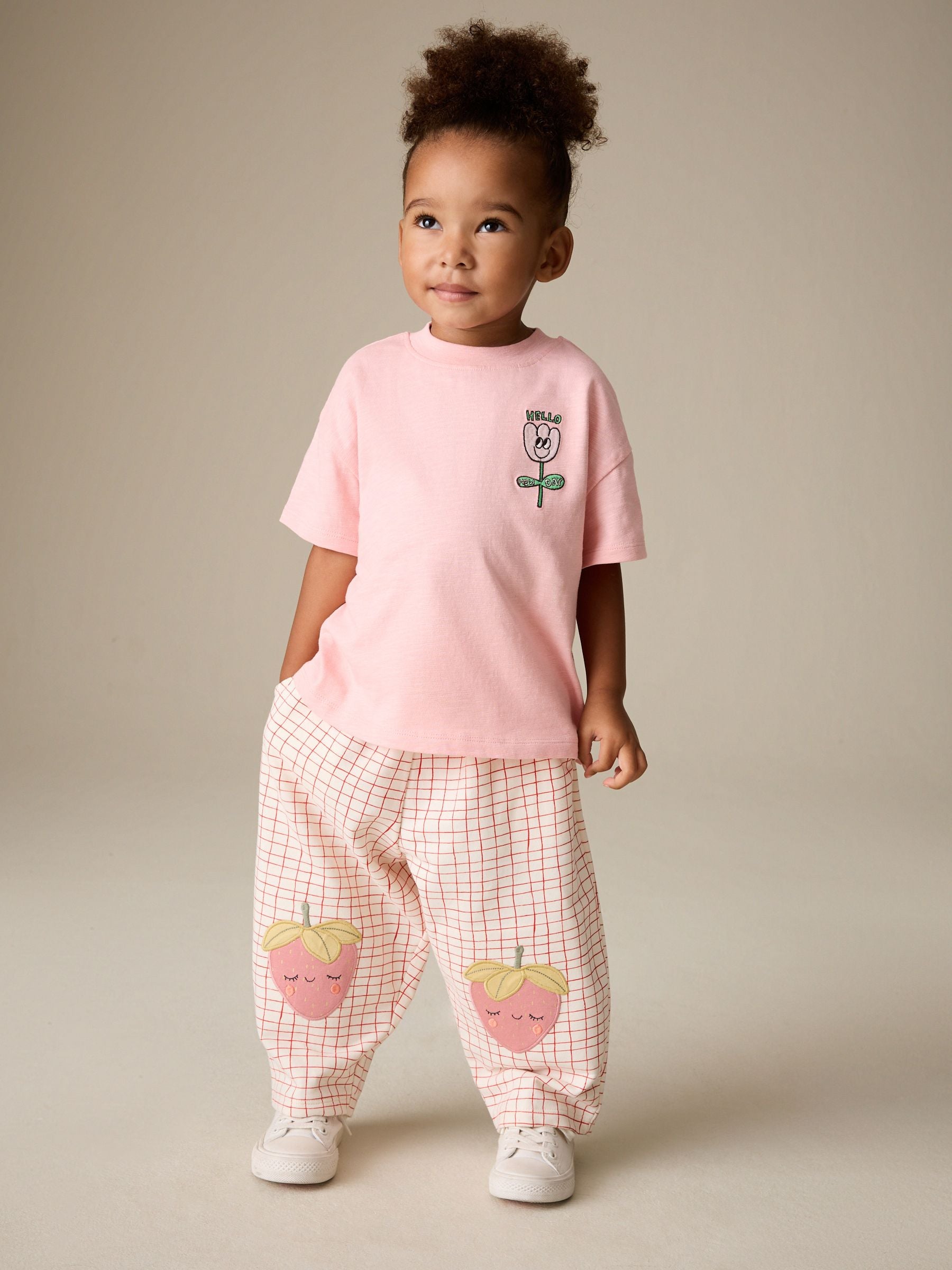 Pink Strawberry Embellished Barrel Trousers (3mths-7yrs) image 2