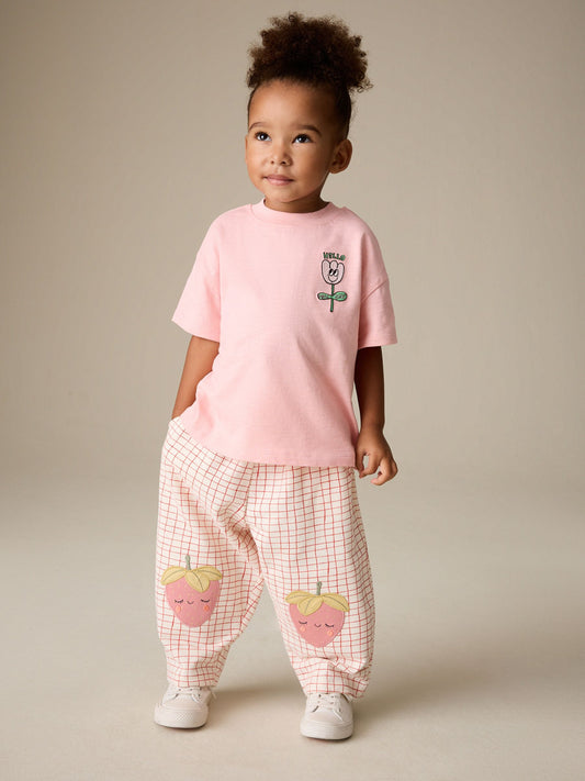 Pink Strawberry Embellished Barrel Trousers (3mths-7yrs) image 2