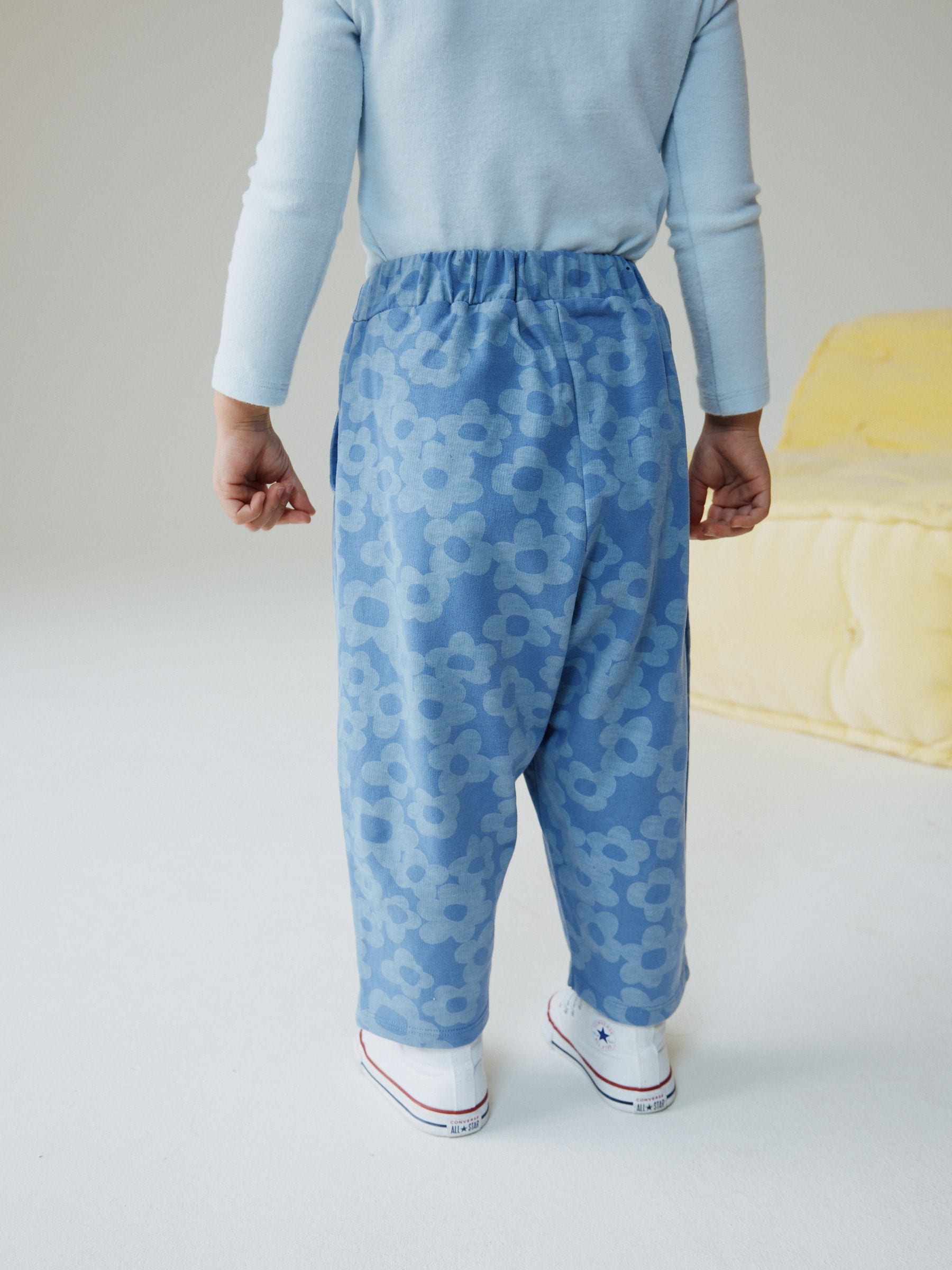 Blue Flower Embellished Barrel Trousers (3mths-7yrs) image 2