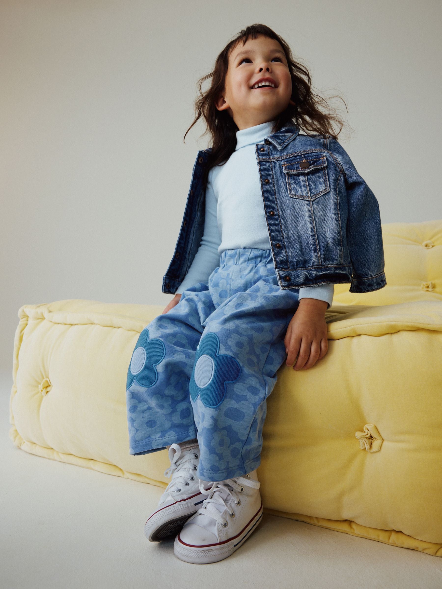 Blue Flower Embellished Barrel Trousers (3mths-7yrs) image 3