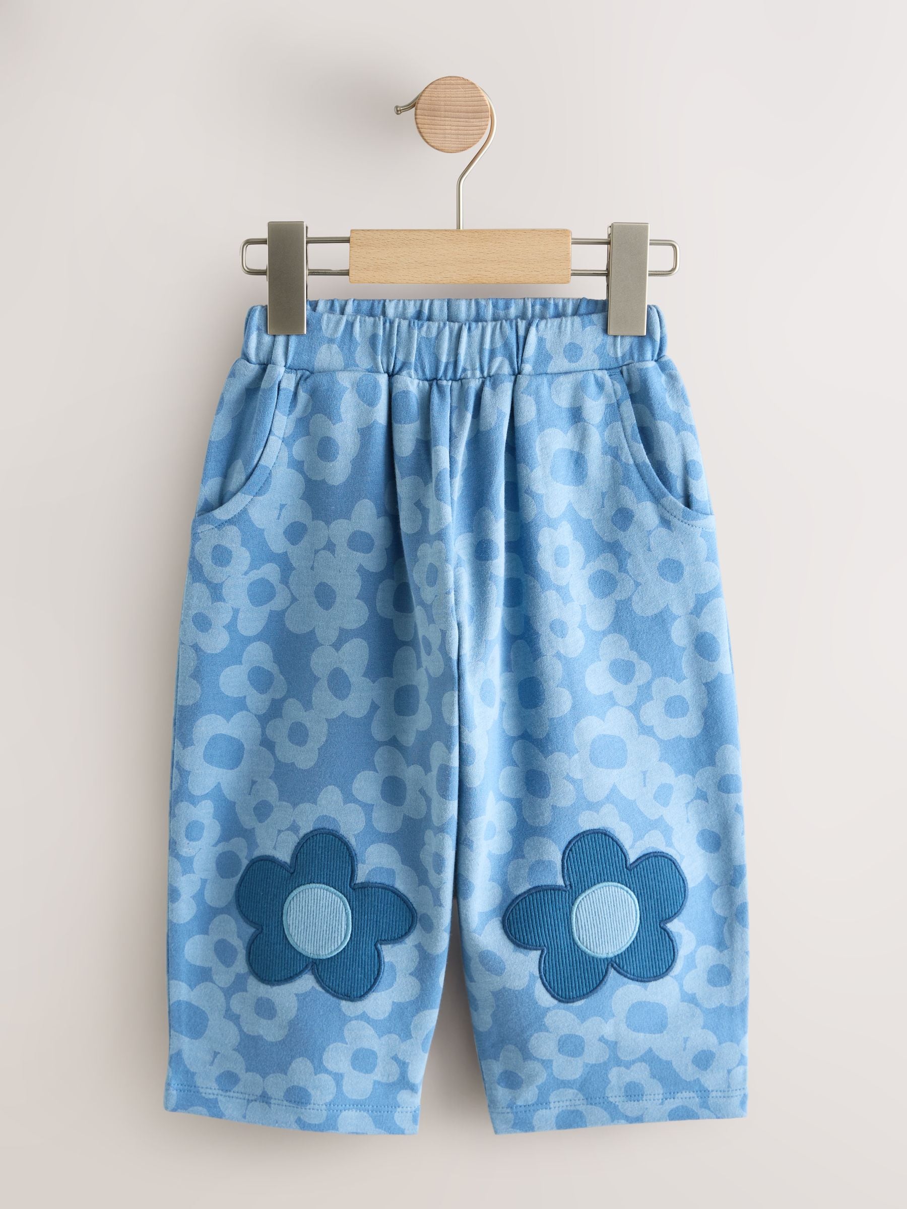 Blue Flower Embellished Barrel Trousers (3mths-7yrs) image 4