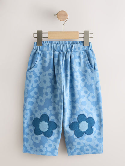 Blue Flower Embellished Barrel Trousers (3mths-7yrs) image 4