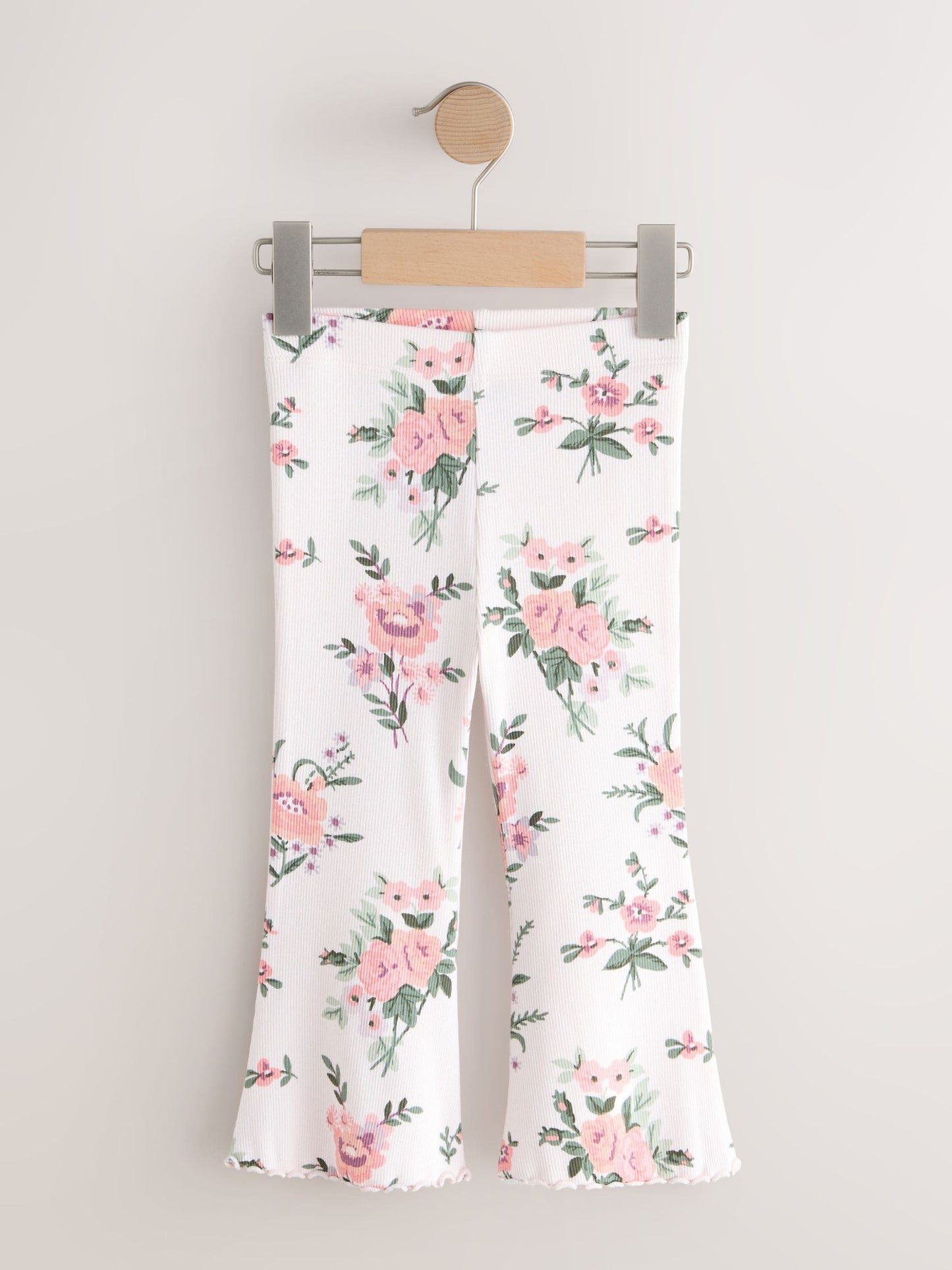 Ecru White Floral Rib Flare Leggings (3mths-7yrs) image 5