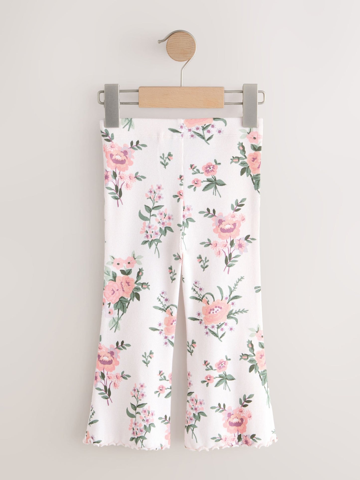 Ecru White Floral Rib Flare Leggings (3mths-7yrs) image 6