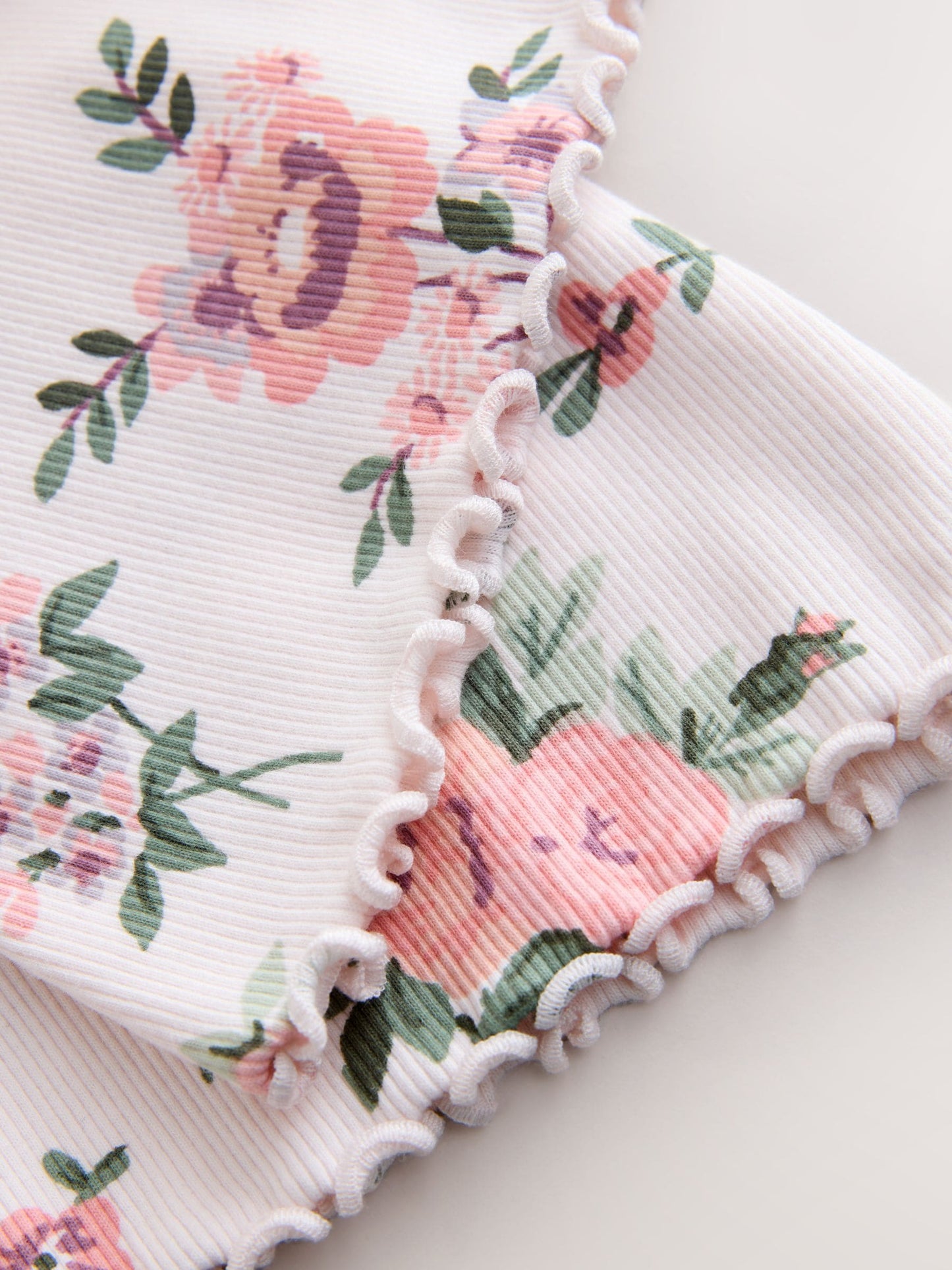 Ecru White Floral Rib Flare Leggings (3mths-7yrs) image 7