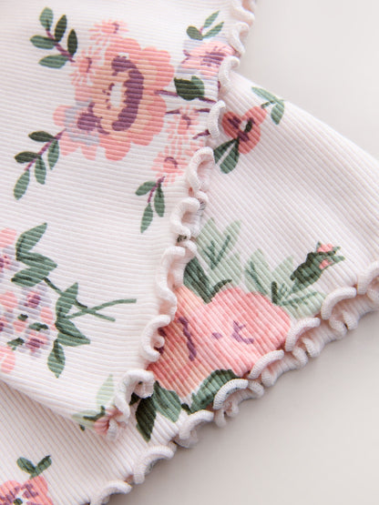 Ecru White Floral Rib Flare Leggings (3mths-7yrs) image 7