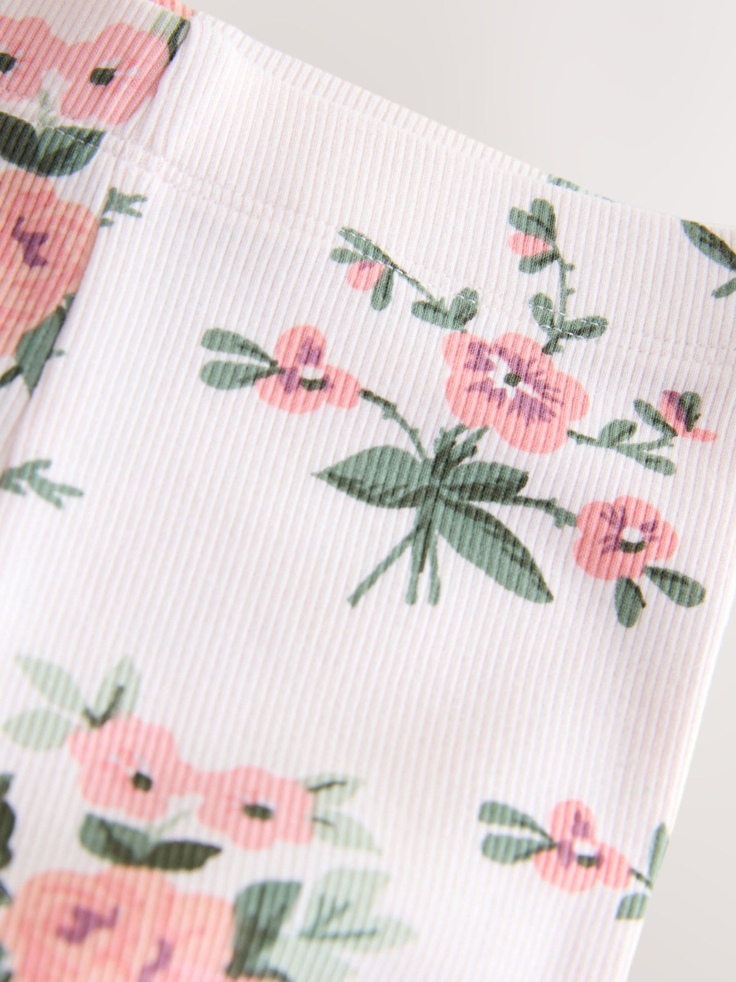 Ecru White Floral Rib Flare Leggings (3mths-7yrs) image 8