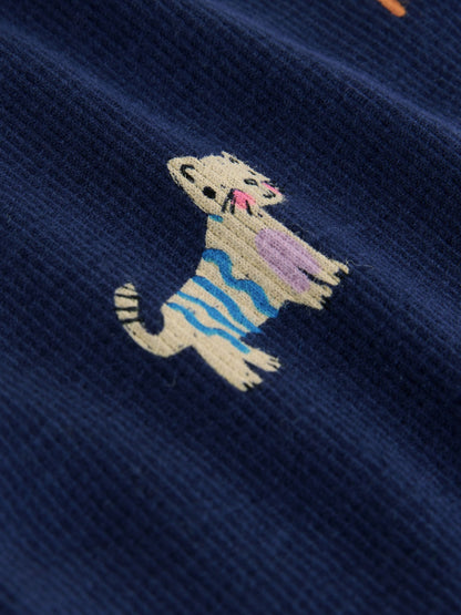 Navy Cats & Dogs Ribbed Flare Leggings (3mths-7yrs) image 3