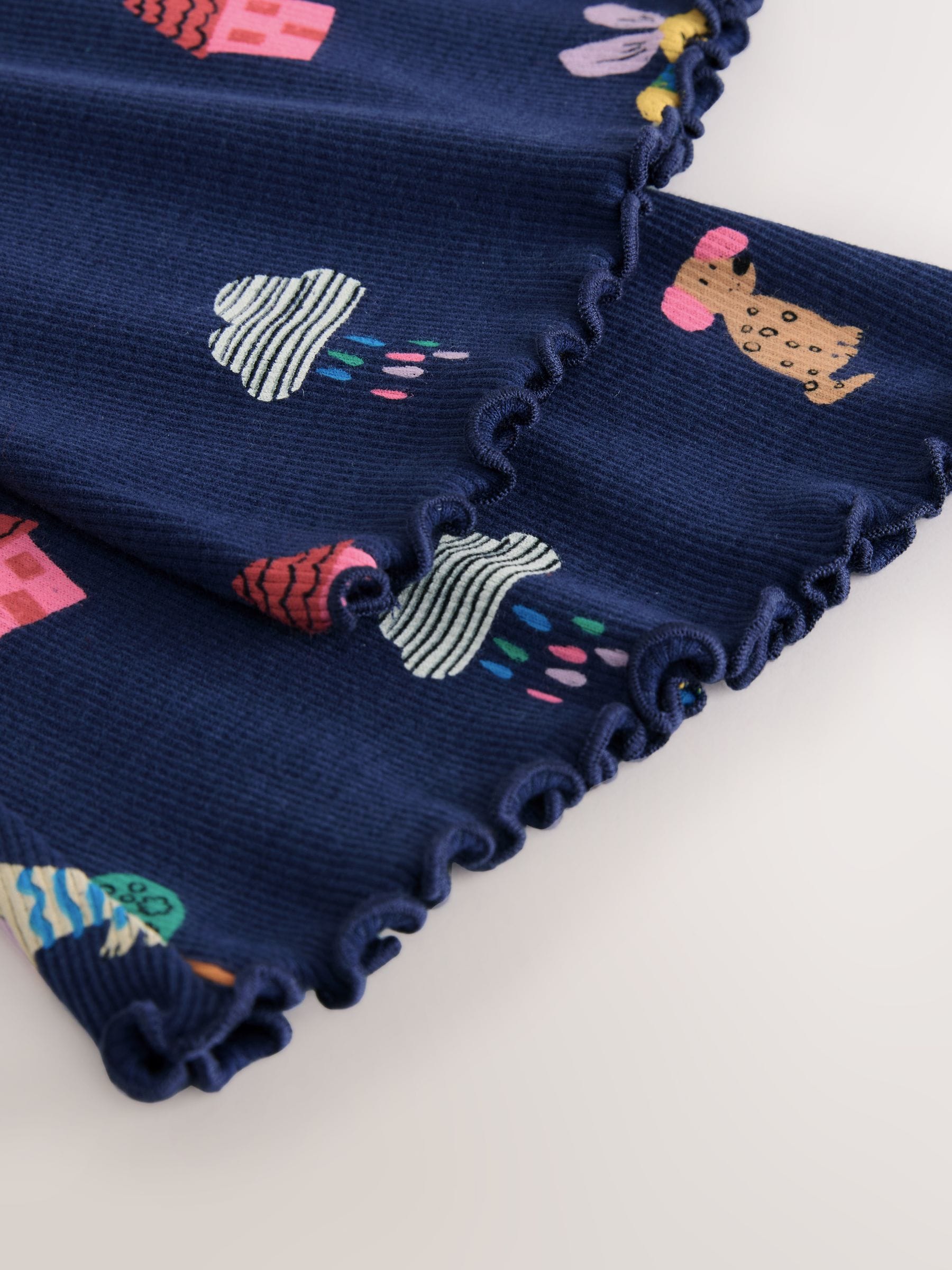 Navy Cats & Dogs Ribbed Flare Leggings (3mths-7yrs) image 4
