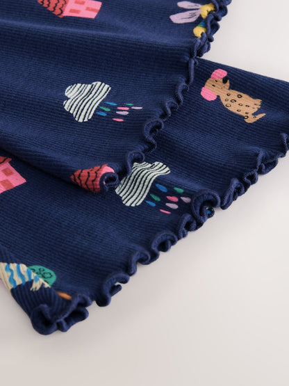 Navy Cats & Dogs Ribbed Flare Leggings (3mths-7yrs) image 4