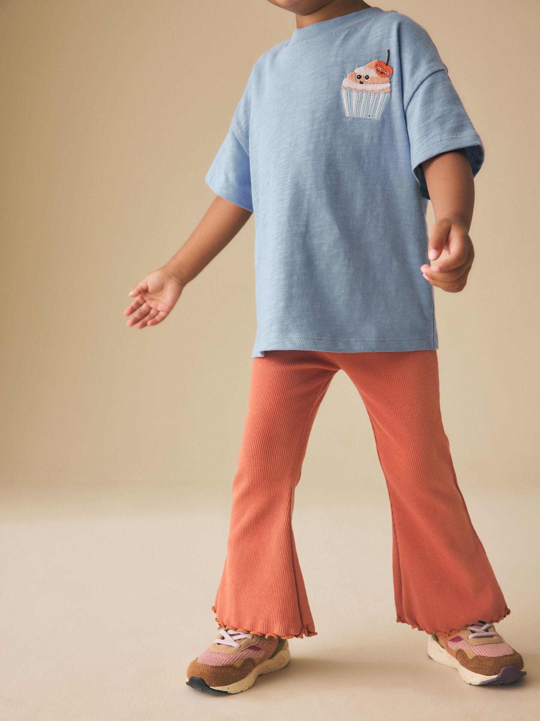 Orange Brown Rib Flare Leggings (3mths-7yrs) image 4