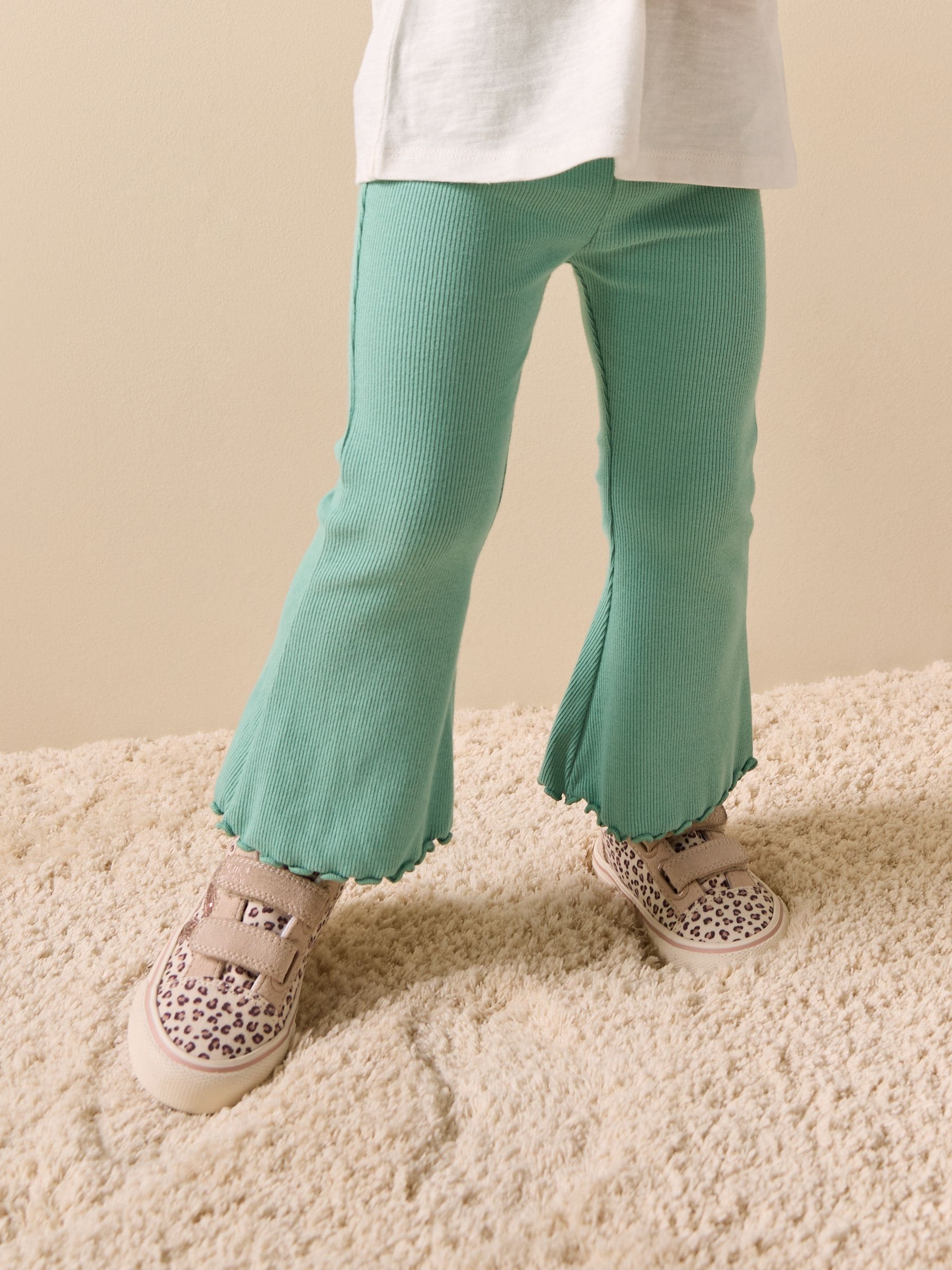 Green Ribbed Flare Leggings (3mths-7yrs) image 1