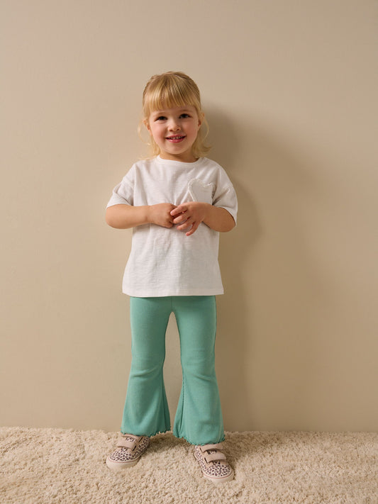 Green Ribbed Flare Leggings (3mths-7yrs) image 2