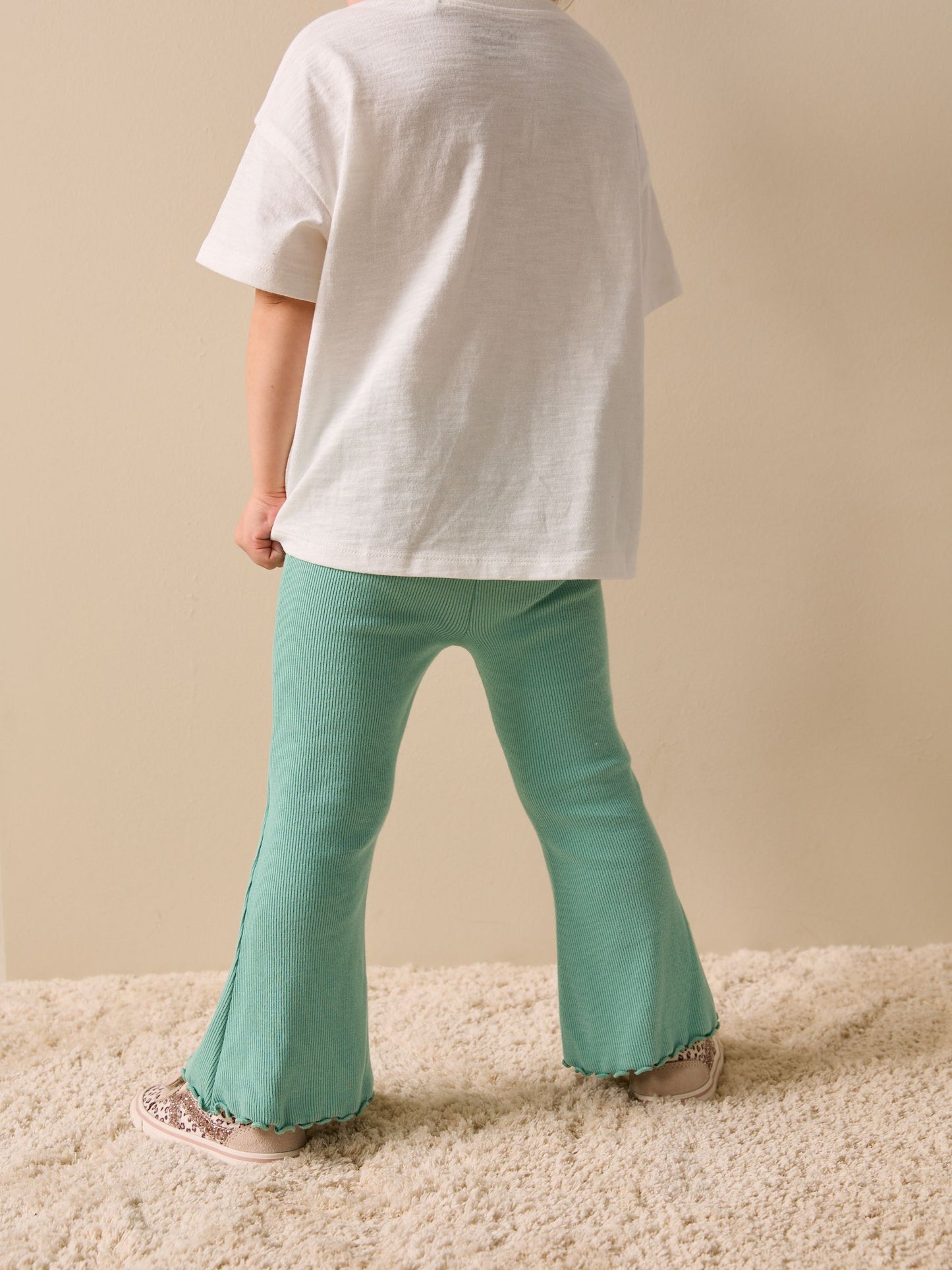 Green Ribbed Flare Leggings (3mths-7yrs) image 3