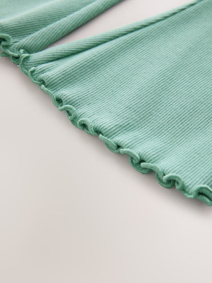 Green Ribbed Flare Leggings (3mths-7yrs) image 7