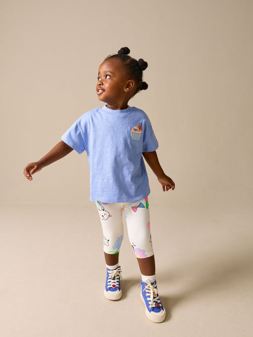 Ecru White Doodle Cropped Leggings (3mths-7yrs) image 1