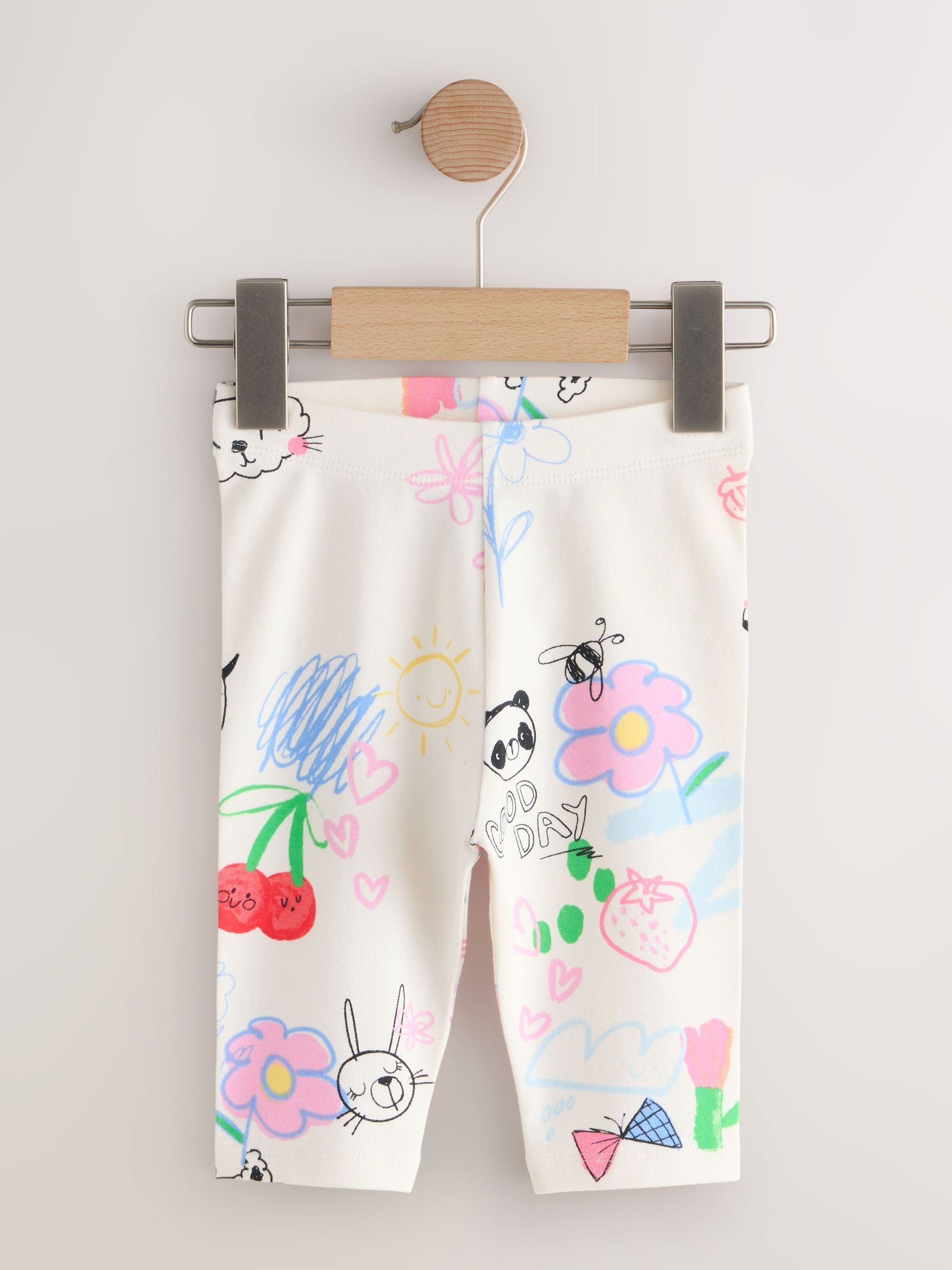 Ecru White Doodle Cropped Leggings (3mths-7yrs) image 4
