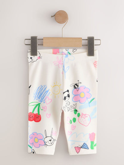 Ecru White Doodle Cropped Leggings (3mths-7yrs) image 4