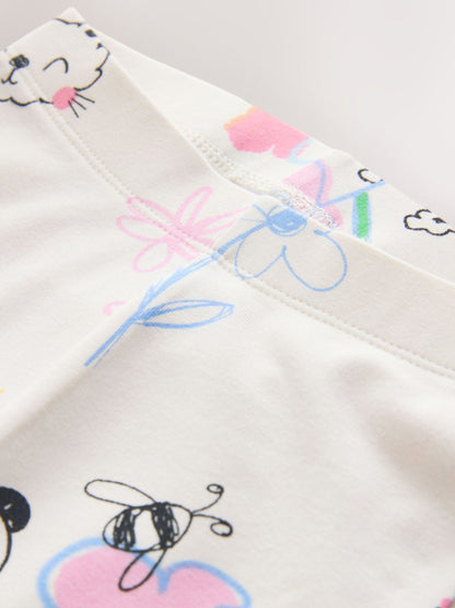 Ecru White Doodle Cropped Leggings (3mths-7yrs) image 7