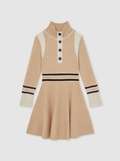Reiss Neutral Vienne 9-13 yrs Wool-Blend Funnel-Neck Knit Dress With Cashmere image 2