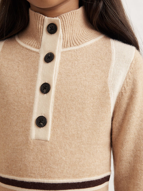 Reiss Neutral Vienne 9-13 yrs Wool-Blend Funnel-Neck Knit Dress With Cashmere image 1