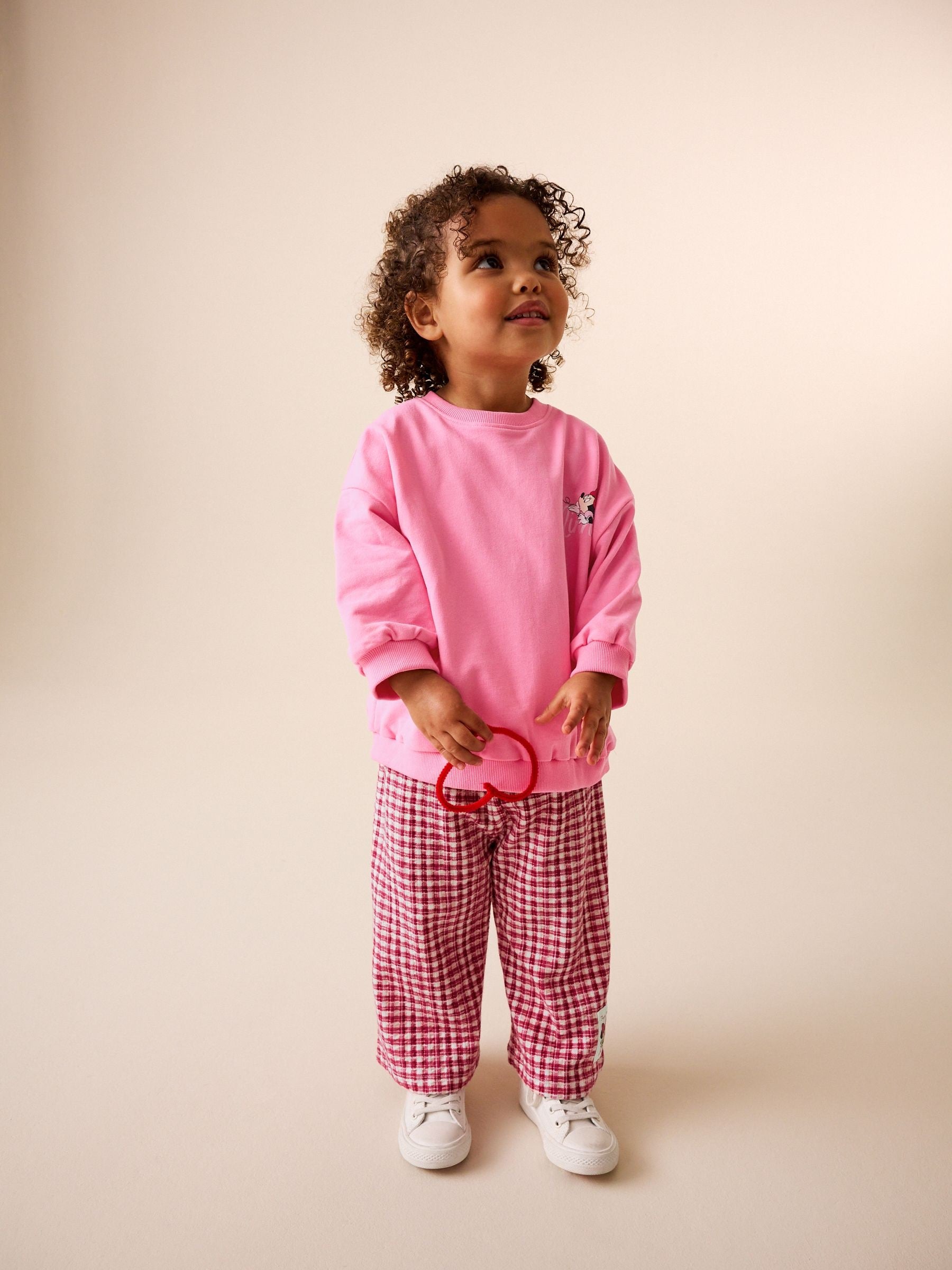 Pink/Red Disney Minnie Mouse Long Sleeve Top and Trousers Set (3mths-7yrs) image 1