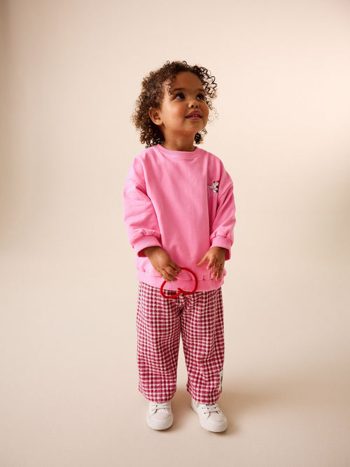 Pink/Red Disney Minnie Mouse Long Sleeve Top and Trousers Set (3mths-7yrs) image 1