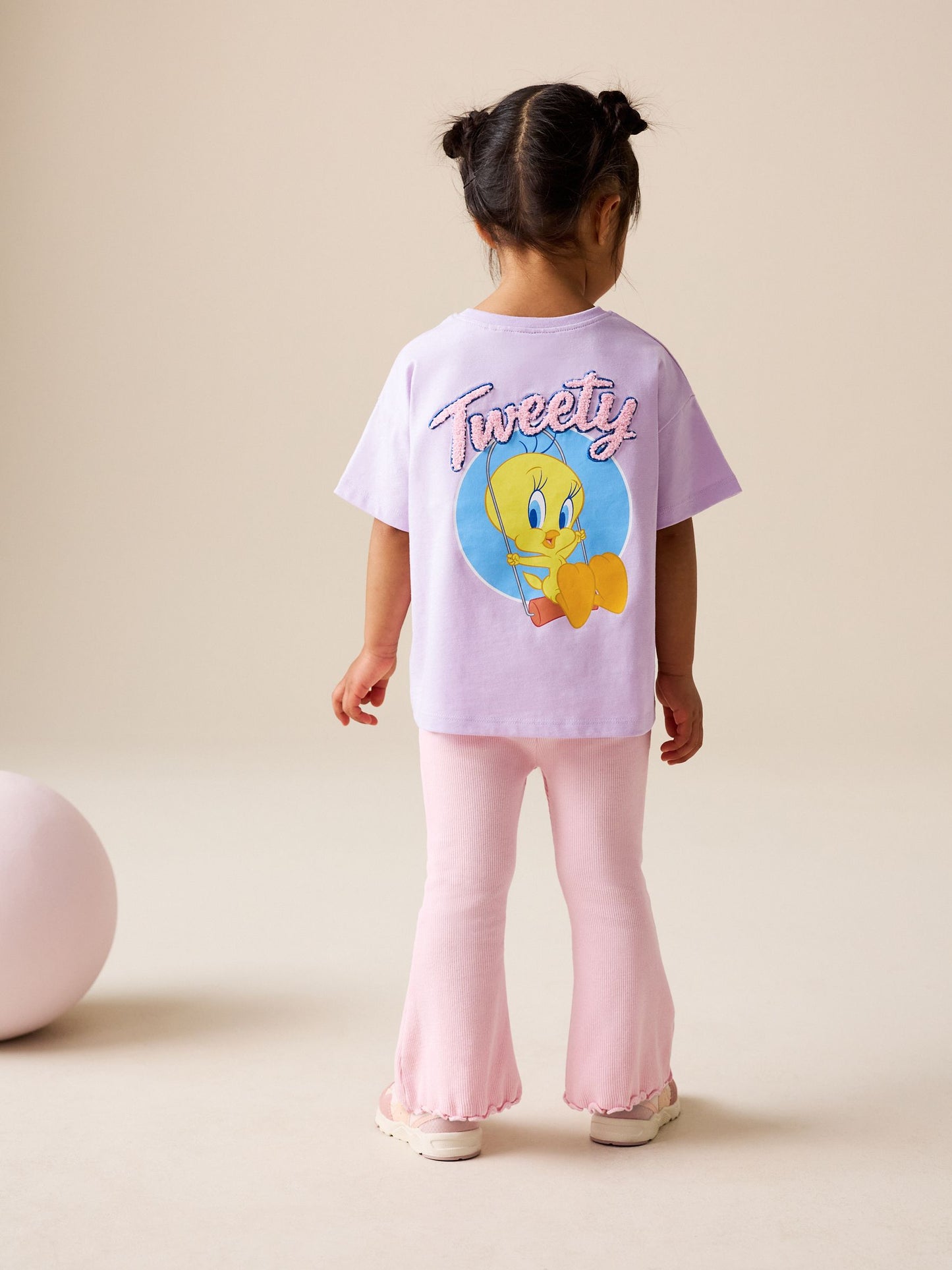 Lilac Purple Tweety Short Sleeve T-Shirt and Flare Set (3mths-7yrs) image 1