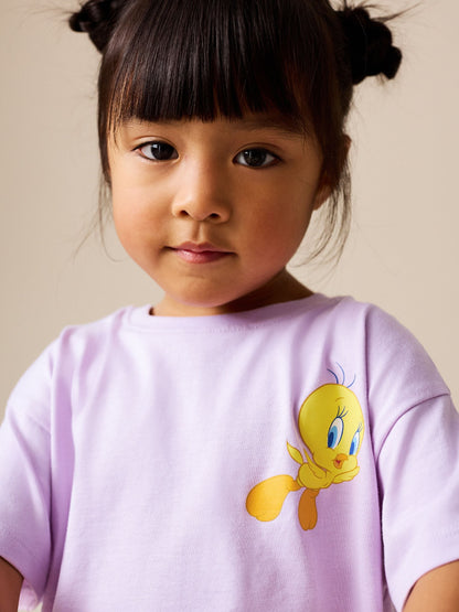 Lilac Purple Tweety Short Sleeve T-Shirt and Flare Set (3mths-7yrs) image 3