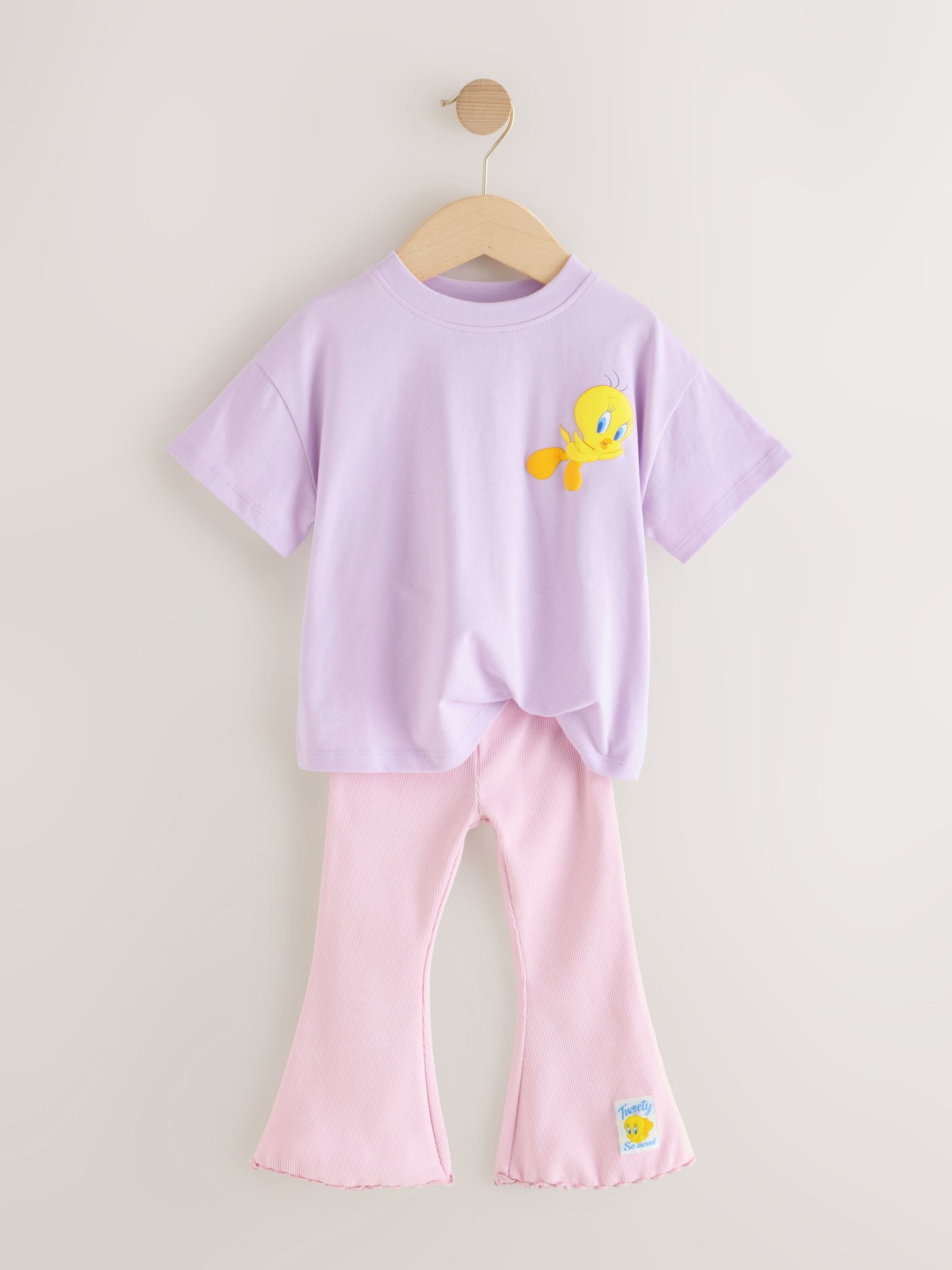 Lilac Purple Tweety Short Sleeve T-Shirt and Flare Set (3mths-7yrs) image 6
