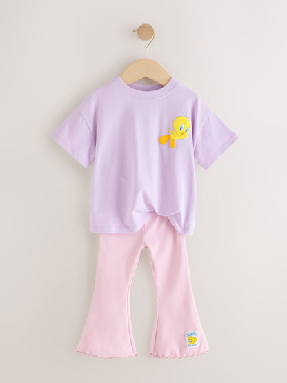 Lilac Purple Tweety Short Sleeve T-Shirt and Flare Set (3mths-7yrs) image 6